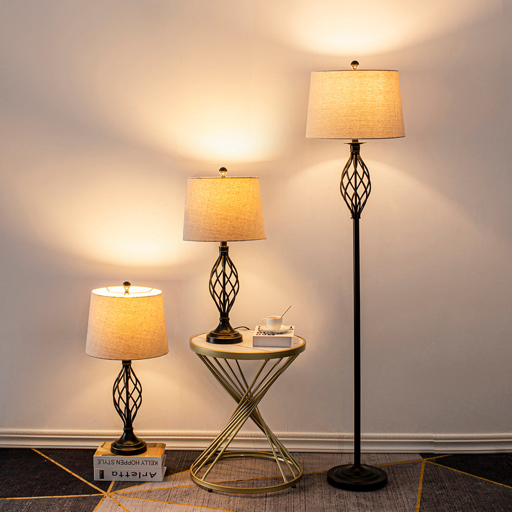 Maxax Traditional Floor & Table Lamp Set of 3 #TF22