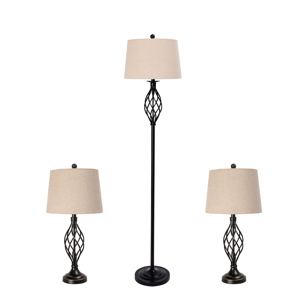 Maxax Traditional Floor & Table Lamp Set of 3 #TF22