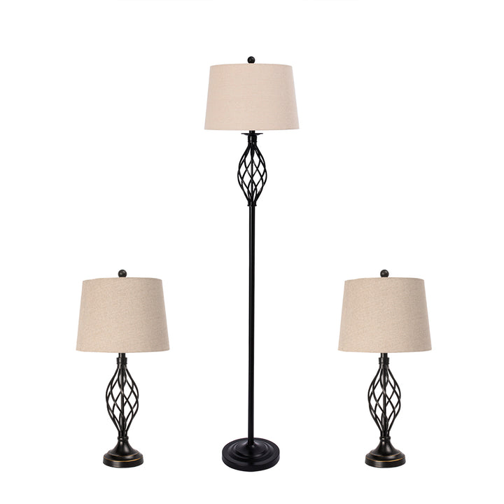 Maxax Traditional Floor & Table Lamp Set of 3