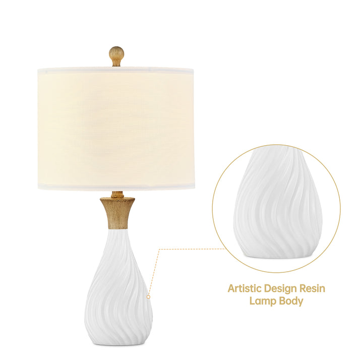 24.5'' Traditional Resin White Table Lamp For Living Room/Bedroom (Set of 2) #T226