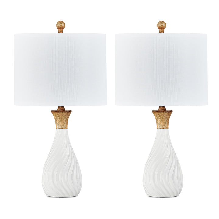 24.5'' Traditional Resin White Table Lamp For Living Room/Bedroom (Set of 2) #T226