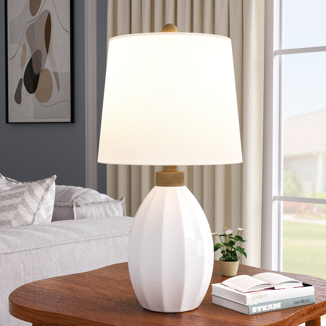 Yullili 23.62" Ceramic Table Lamps, Modern Bedside Nightstand Lamps for Living Room Bedroom