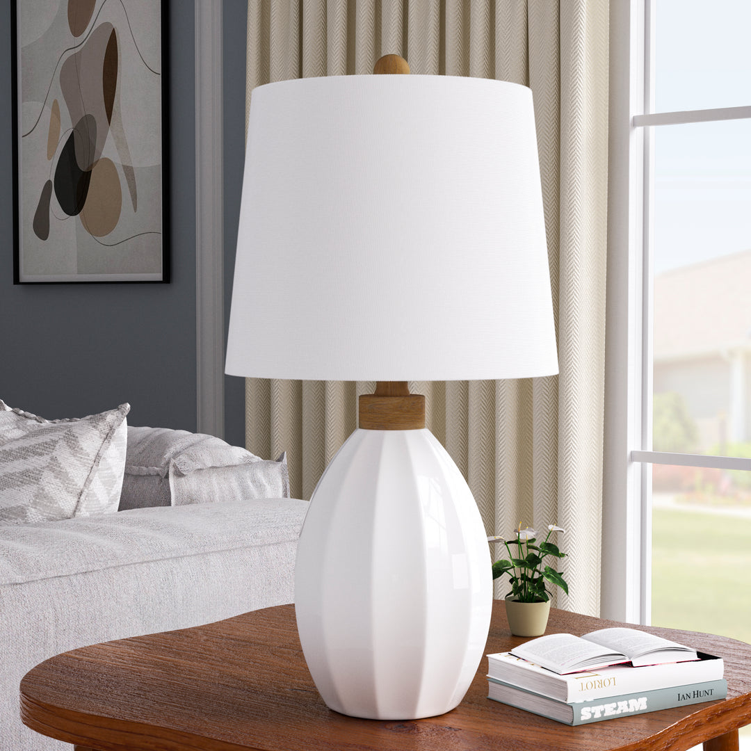 Yullili 23.62" Ceramic Table Lamps, Modern Bedside Nightstand Lamps for Living Room Bedroom