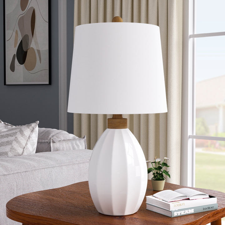 Yullili 23.62" Ceramic Table Lamps, Modern Bedside Nightstand Lamps for Living Room Bedroom #T228