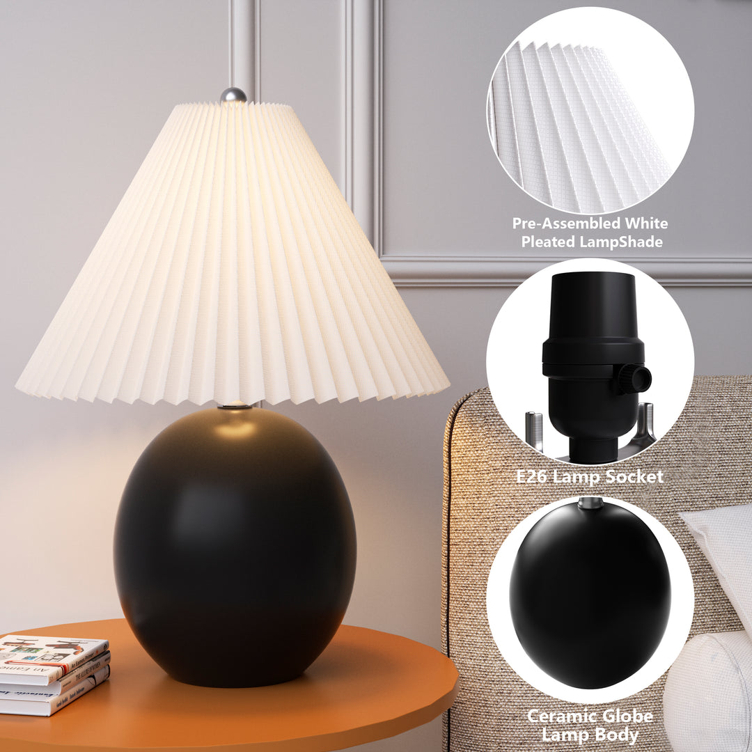 20.5'' Black Ceramic Table Lamp For Living Room/bedroom