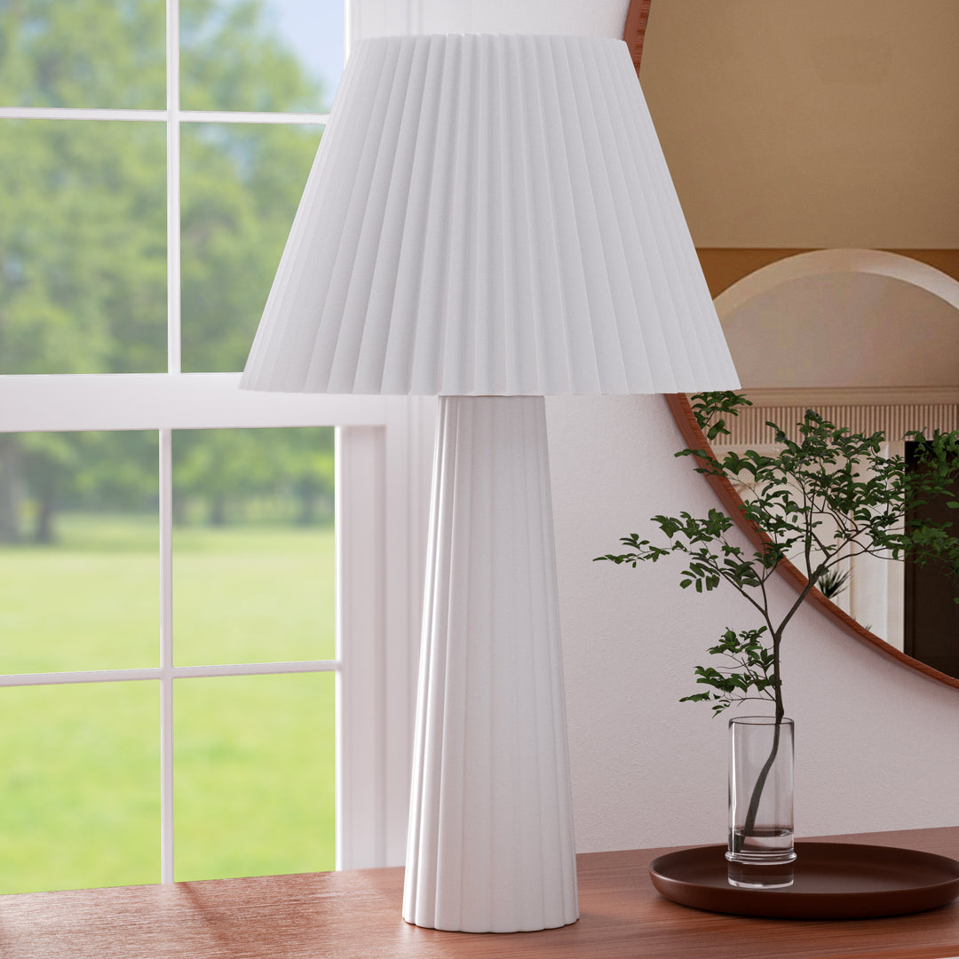 Finesse 25'' Traditional White Ceramic Table Lamp For Living Room/bedroom (Set of 2) #T234