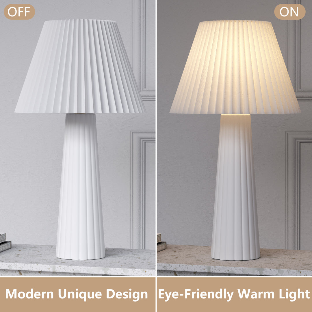 Finesse 25'' Traditional White Ceramic Table Lamp For Living Room/bedroom (Set of 2) #T234