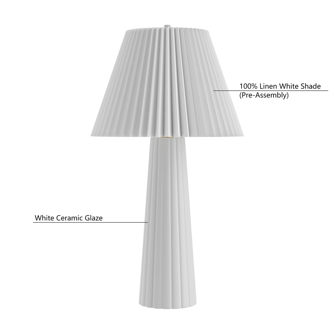 Finesse 25'' Traditional White Ceramic Table Lamp For Living Room/bedroom (Set of 2) #T234