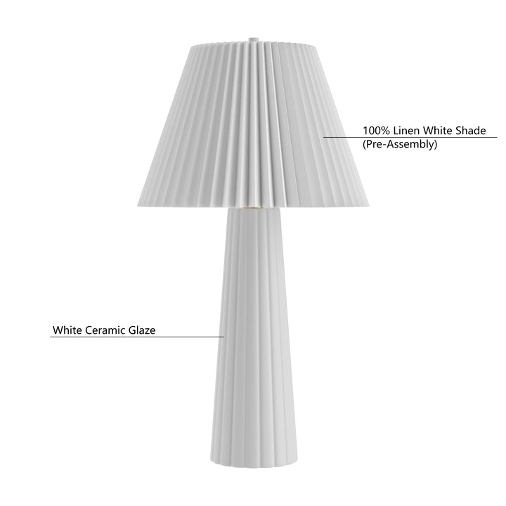 Finesse 25'' Traditional White Ceramic Table Lamp For Living Room/bedroom (Set of 2) #T234