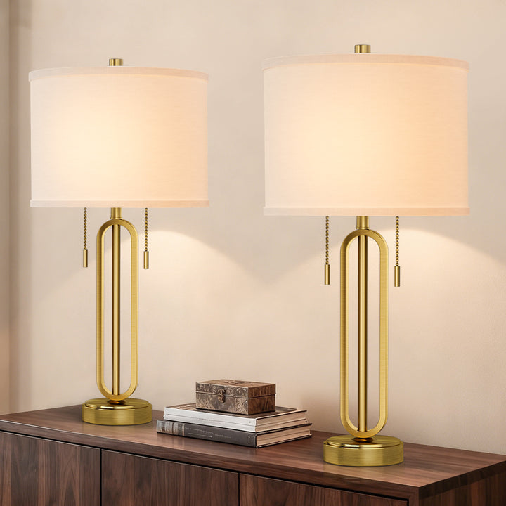 26.5'' Traditional Black Metal Table Lamp With USB For Living Room/Bedroom (Set of 2) #T238