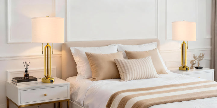 26.5'' Traditional Black Metal Table Lamp With USB For Living Room/Bedroom (Set of 2) #T238