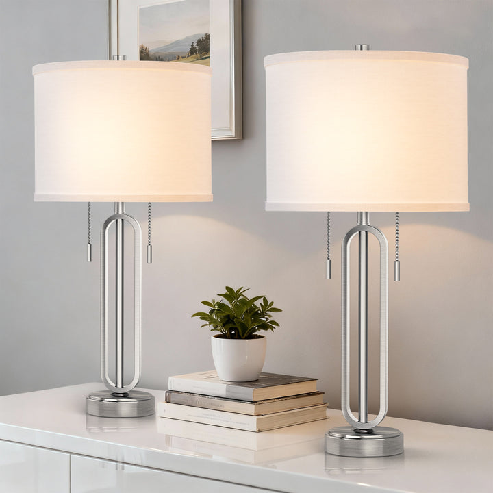 26.5'' Traditional Black Metal Table Lamp With USB For Living Room/Bedroom (Set of 2) #T238