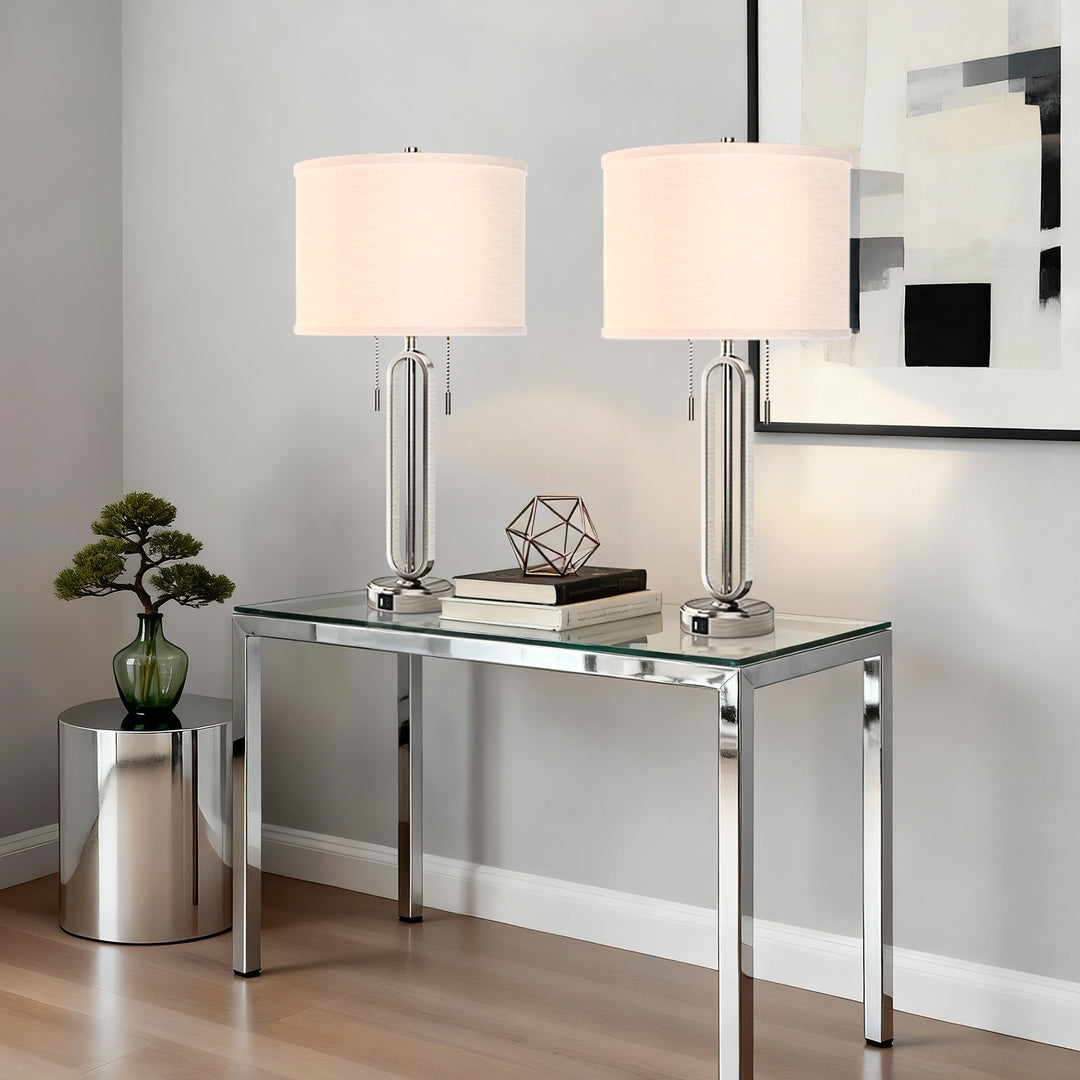 26.5'' Traditional Black Metal Table Lamp With USB For Living Room/Bedroom (Set of 2) #T238