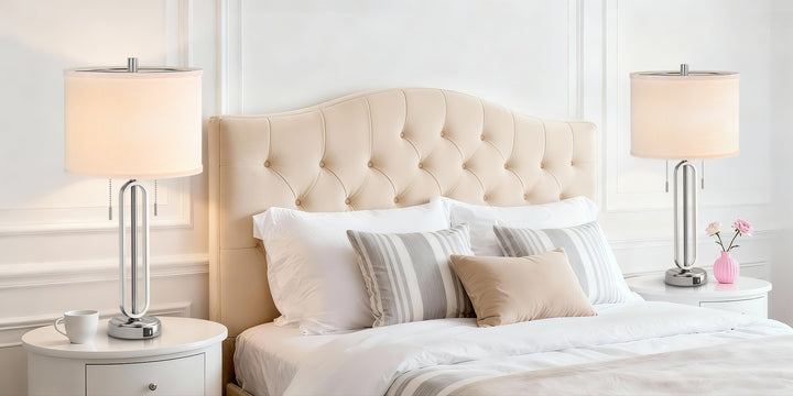 26.5'' Traditional Black Metal Table Lamp With USB For Living Room/Bedroom (Set of 2) #T238