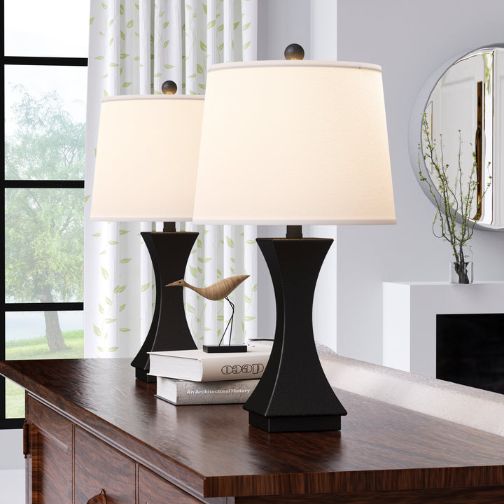 24.5'' Modern Dimmable Resin Table Lamp With USB Port For Living Room/Bedroom #T242