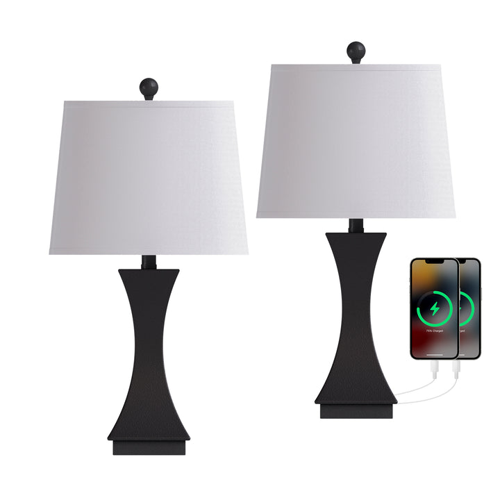 24.5'' Modern Dimmable Resin Table Lamp With USB Port For Living Room/Bedroom #T242