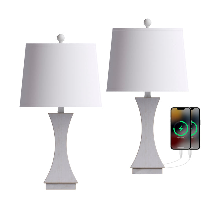 24.5'' Modern Dimmable Resin Table Lamp With USB Port For Living Room/Bedroom #T242