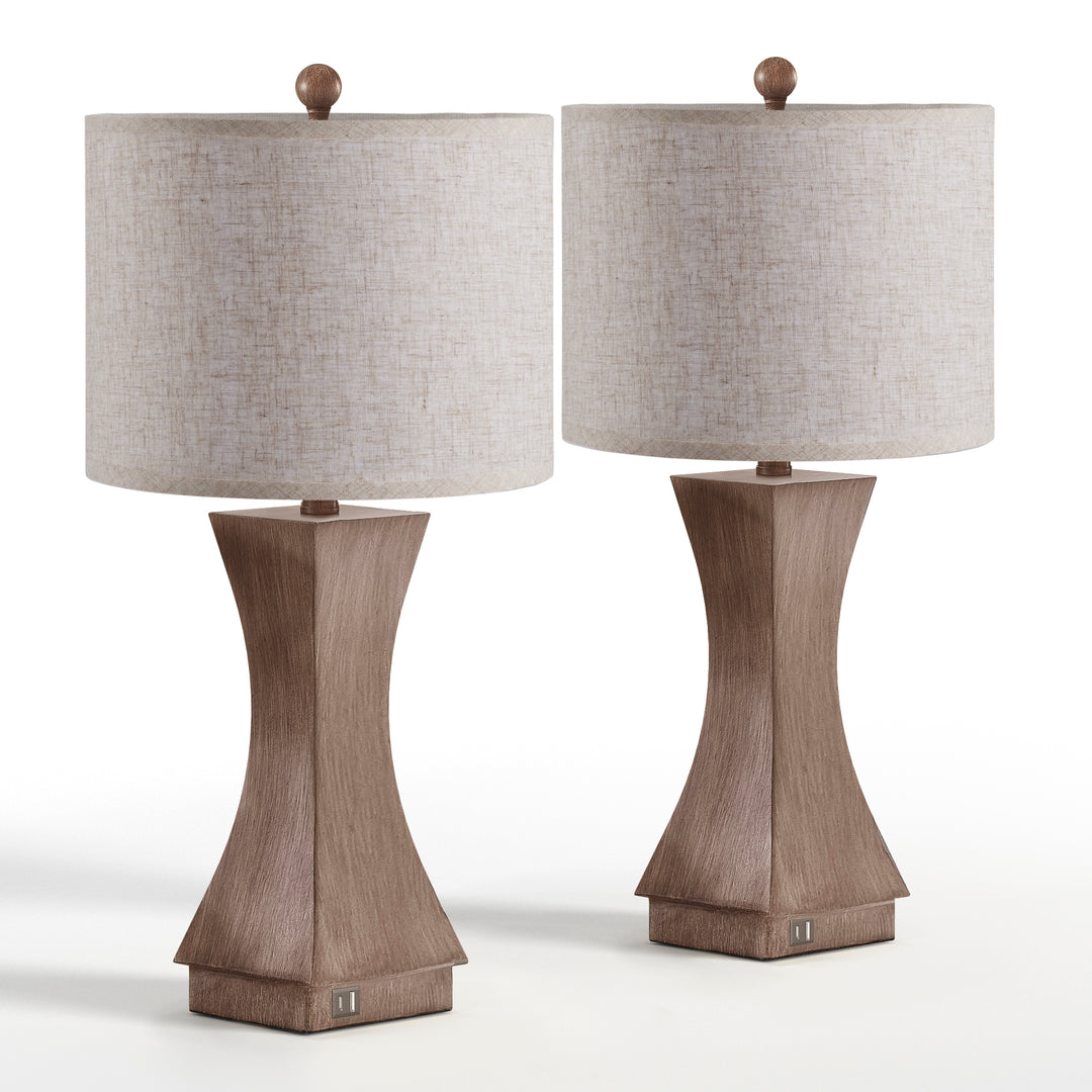 24.5'' Modern Dimmable Resin Table Lamp With USB Port For Living Room/Bedroom #T242