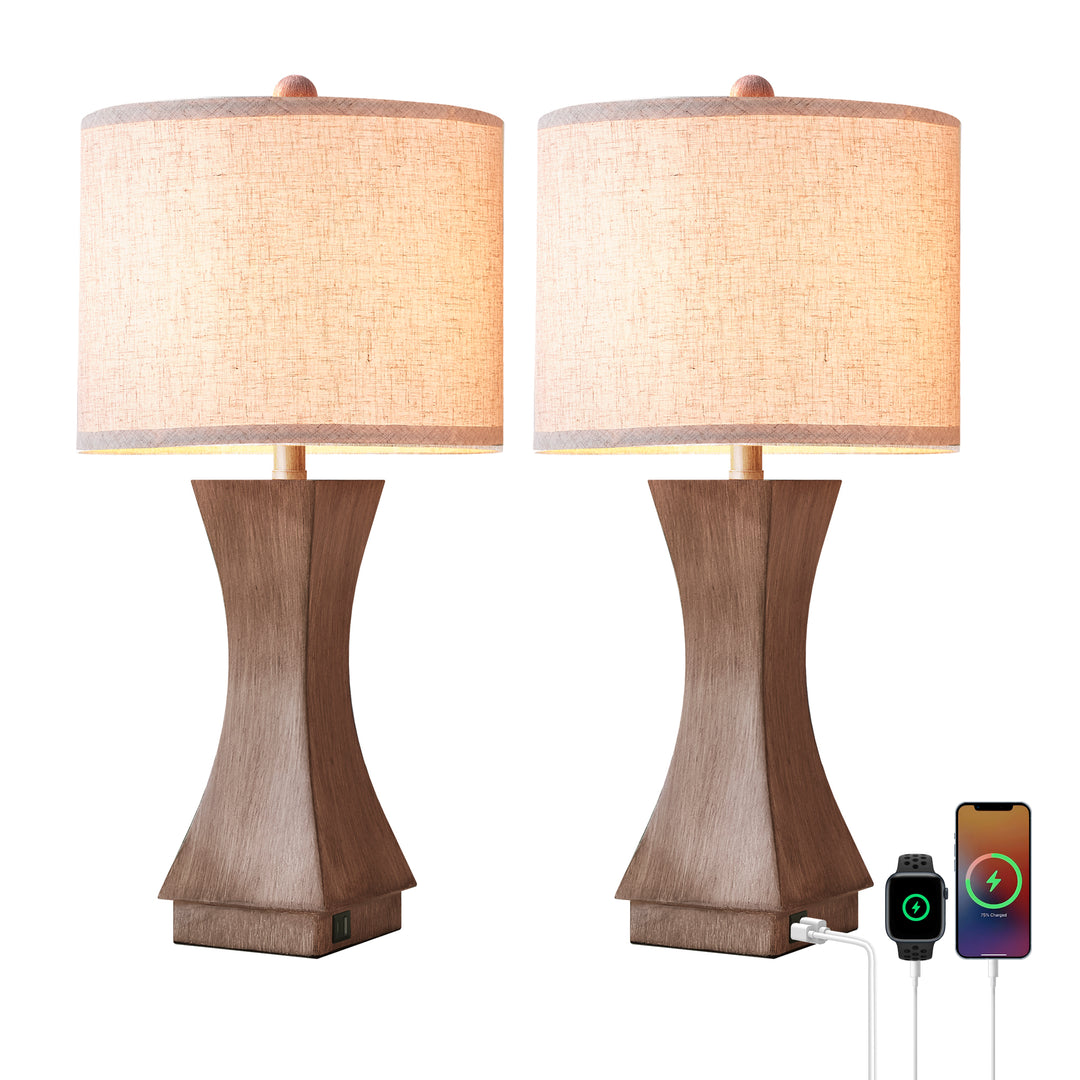 24.5'' Modern Dimmable Resin Table Lamp With USB Port For Living Room/Bedroom #T242