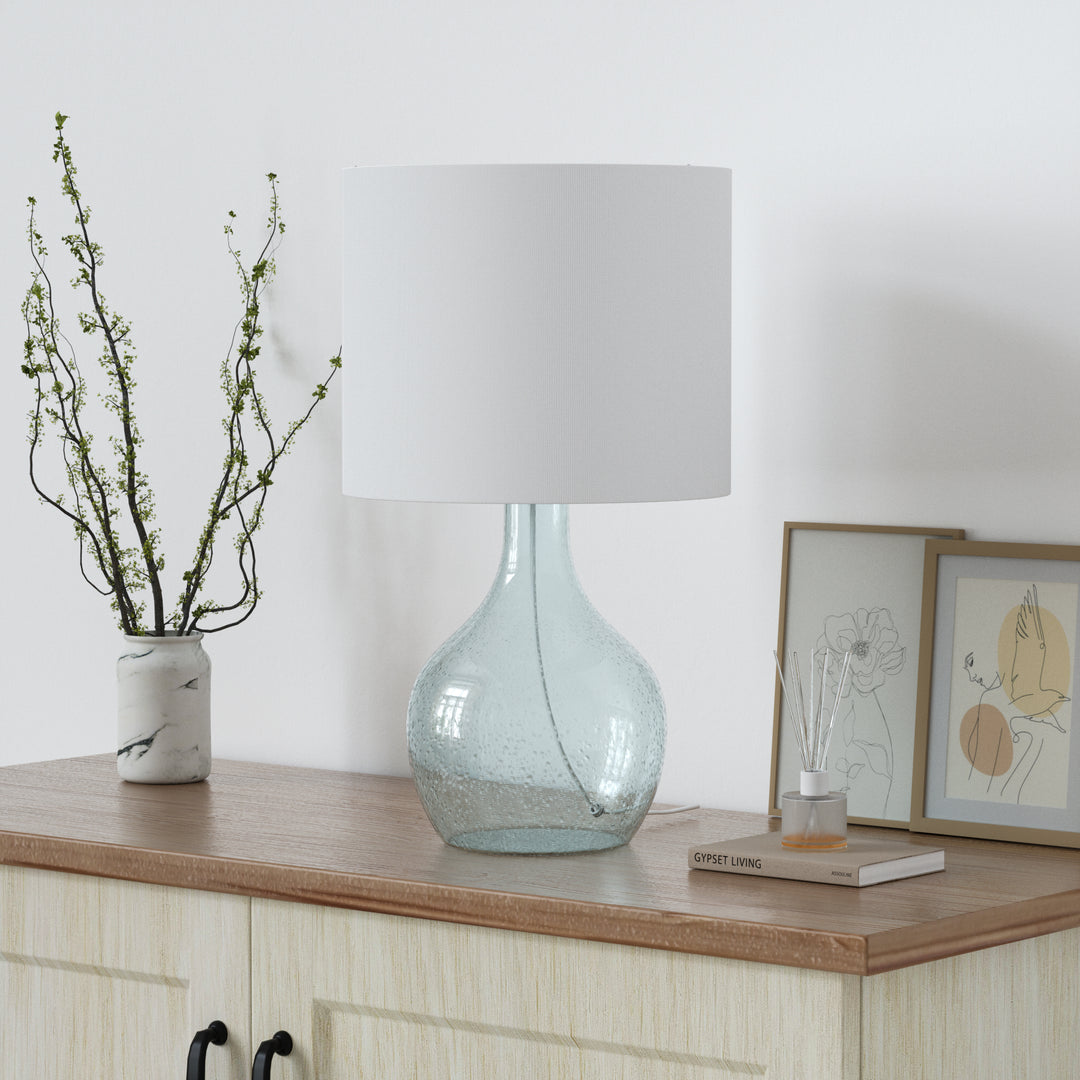 22.38" Glass Modern Table Lamp For Living Room/Bedroom