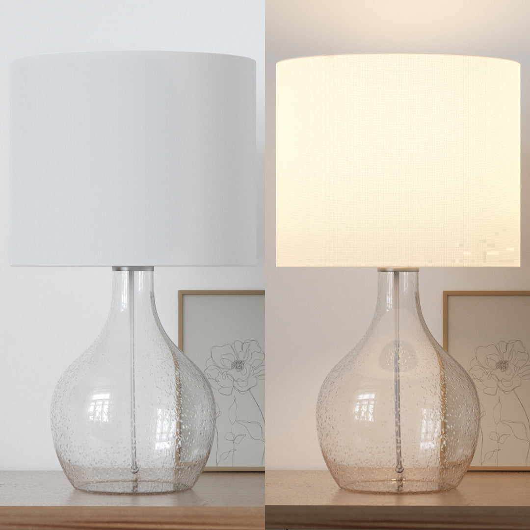 22.38" Glass Modern Table Lamp For Living Room/Bedroom #T245