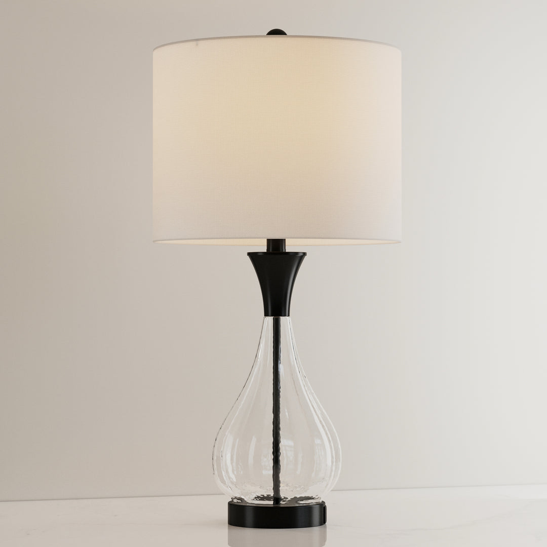 26" Glass And Metal Modern Table Lamp With Usb Ports For Living Room/bedroom #T251