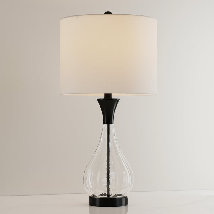 26" Glass And Metal Modern Table Lamp With Usb Ports For Living Room/bedroom #T251