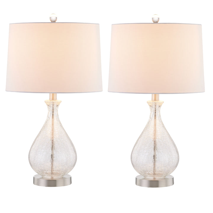 Maxax Glass and Metal Bedside Table Lamp Set of 2