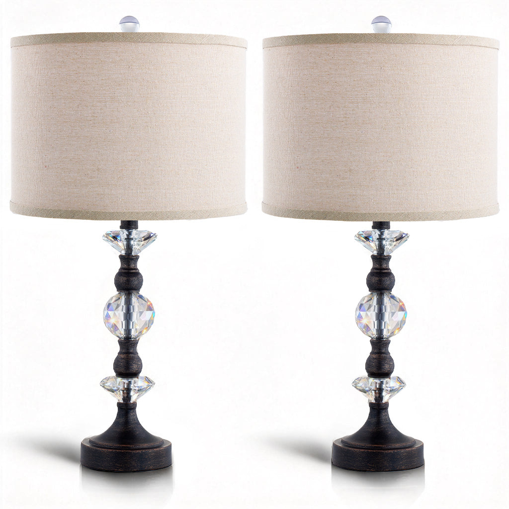 Finesse Modern Minimalist Crystal Glass Table Lamp Set (2 pieces) #T266