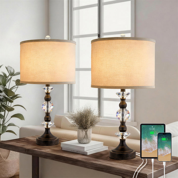 Finesse Modern Minimalist Crystal Glass Table Lamp Set (2 pieces) #T266