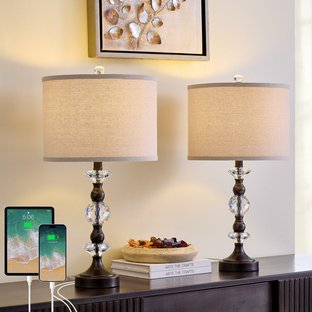 Finesse Modern Minimalist Crystal Glass Table Lamp Set (2 pieces) #T266