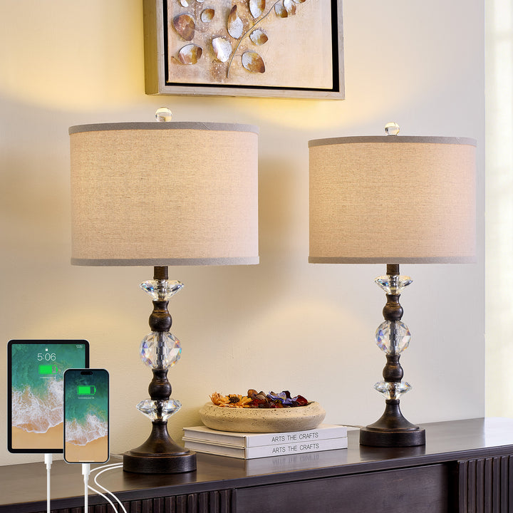 Finesse Modern Minimalist Crystal Glass Table Lamp Set (2 pieces) #T266