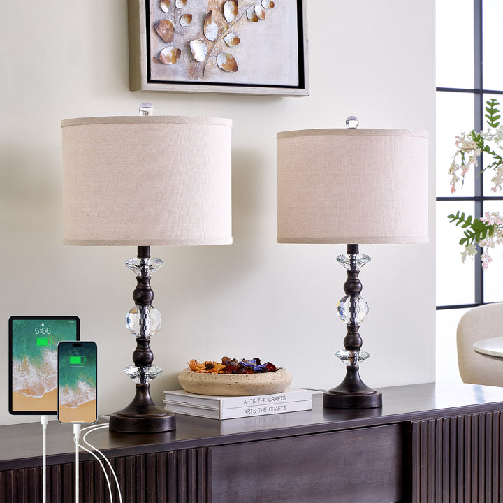 Finesse Modern Minimalist Crystal Glass Table Lamp Set (2 pieces) #T266