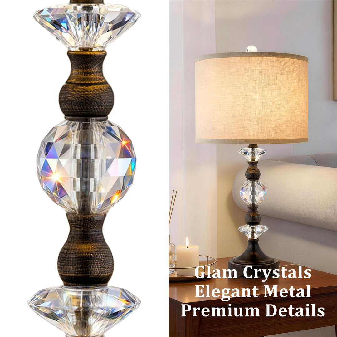 Finesse Modern Minimalist Crystal Glass Table Lamp Set (2 pieces) #T266