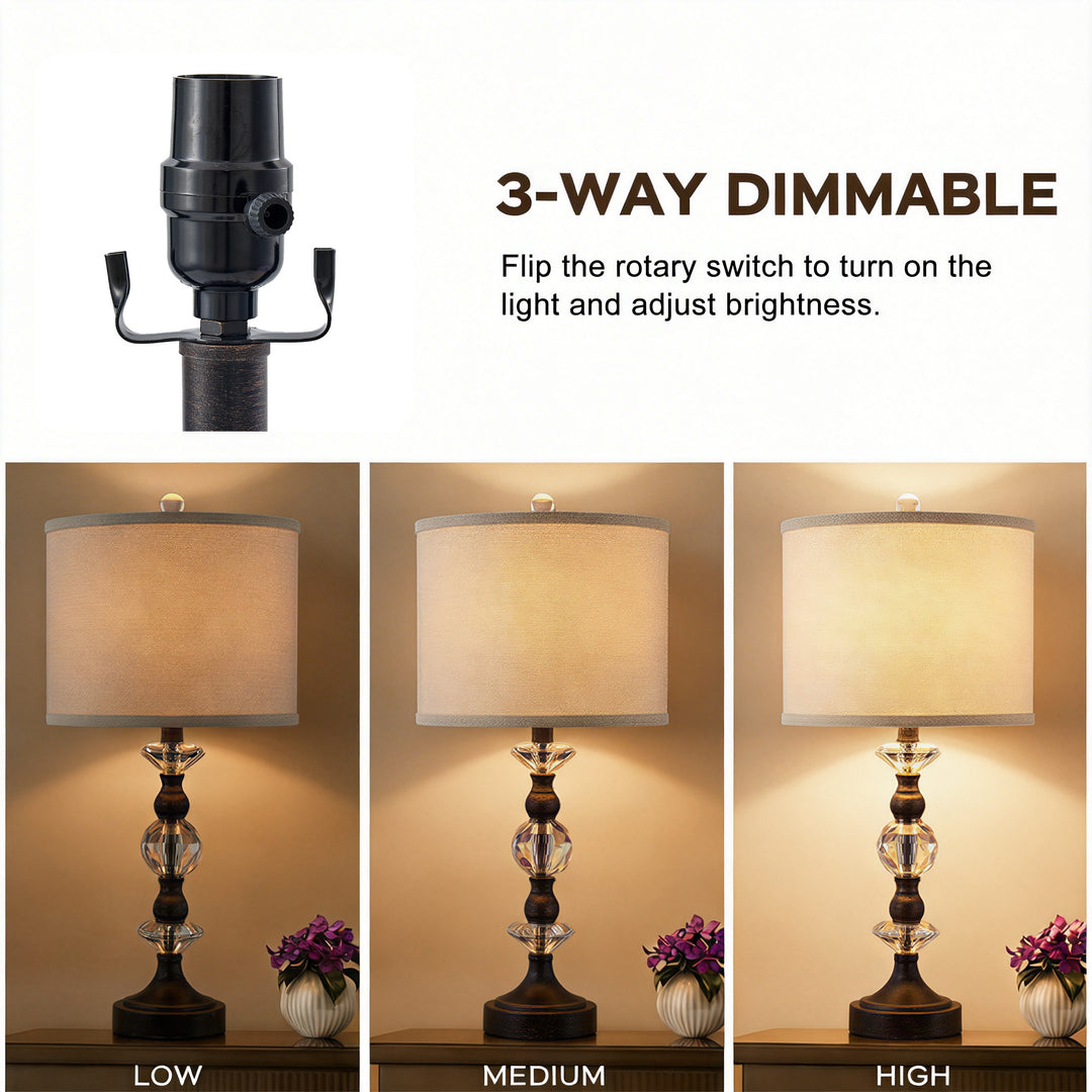 Finesse Modern Minimalist Crystal Glass Table Lamp Set (2 pieces) #T266