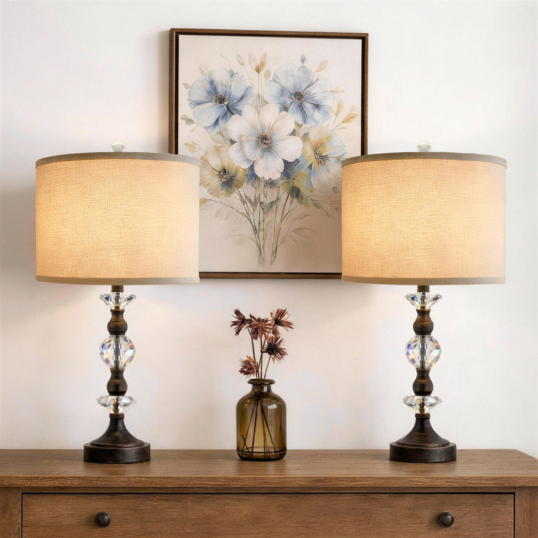 Finesse Modern Minimalist Crystal Glass Table Lamp Set (2 pieces) #T266