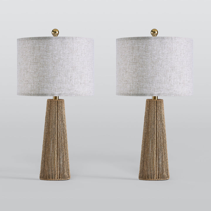 25.8 " Hardware Paper Rope Table Lamp With Wheatish-Colored Lampshade (Set of 2) #T271