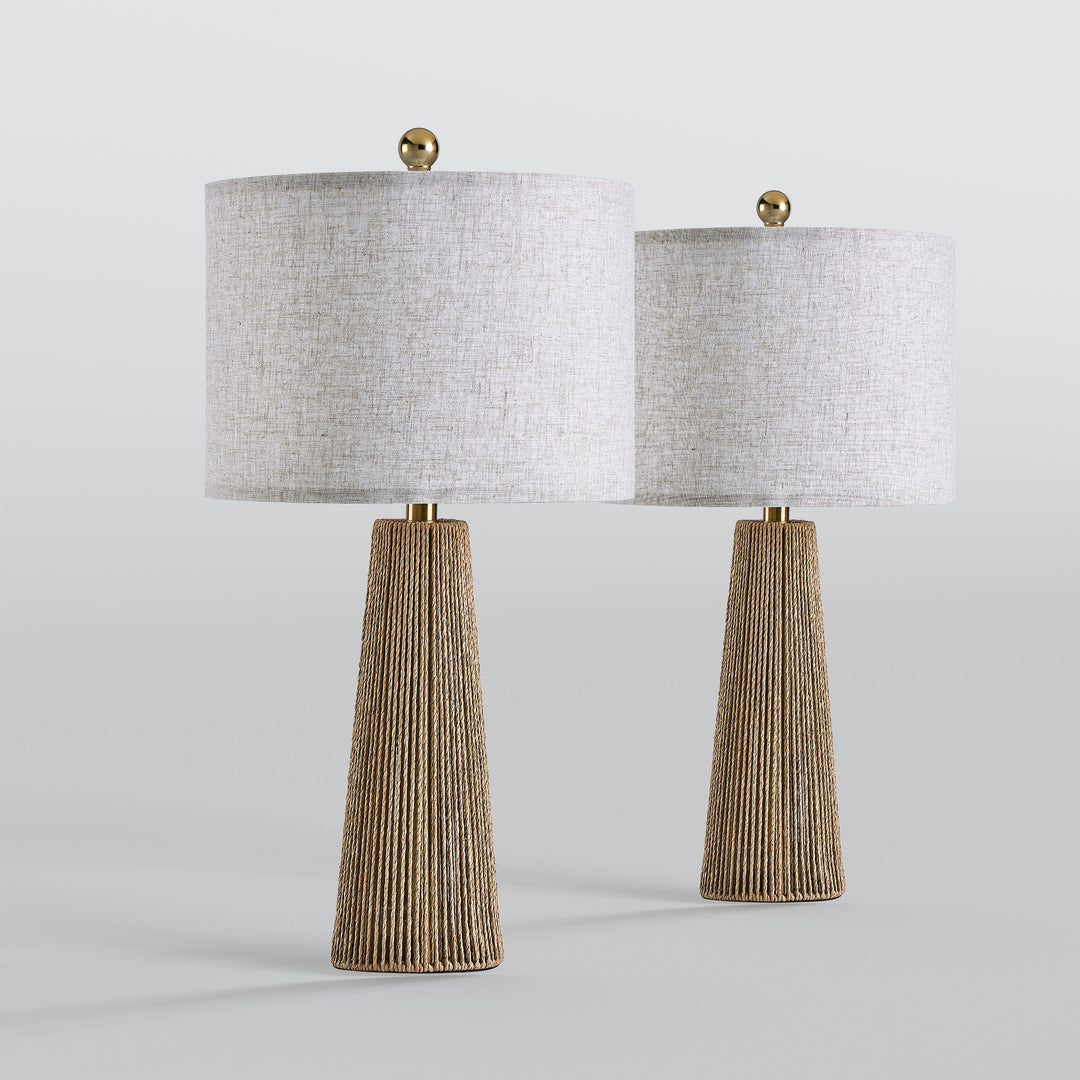 25.8 " Hardware Paper Rope Table Lamp With Wheatish-Colored Lampshade (Set of 2) #T271
