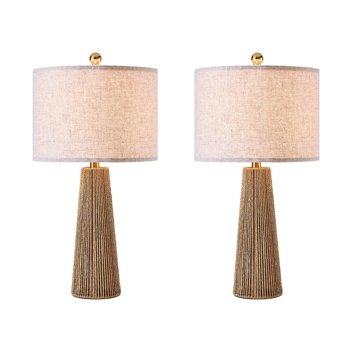 25.8 " Hardware Paper Rope Table Lamp With Wheatish-Colored Lampshade (Set of 2) #T271