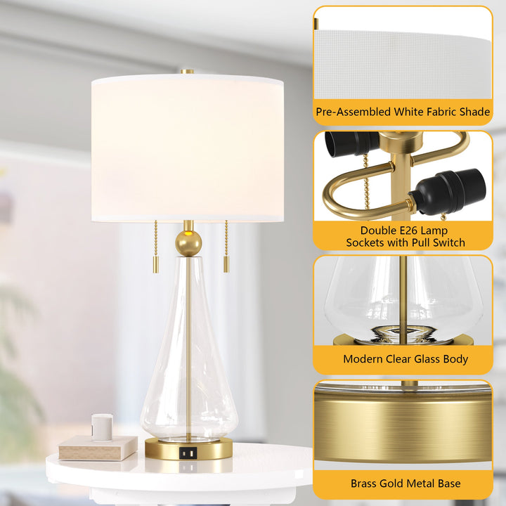 Metal Glass Table Lamp #T272