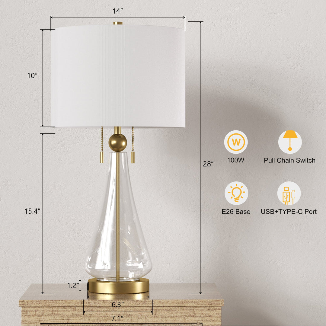 Metal Glass Table Lamp #T272