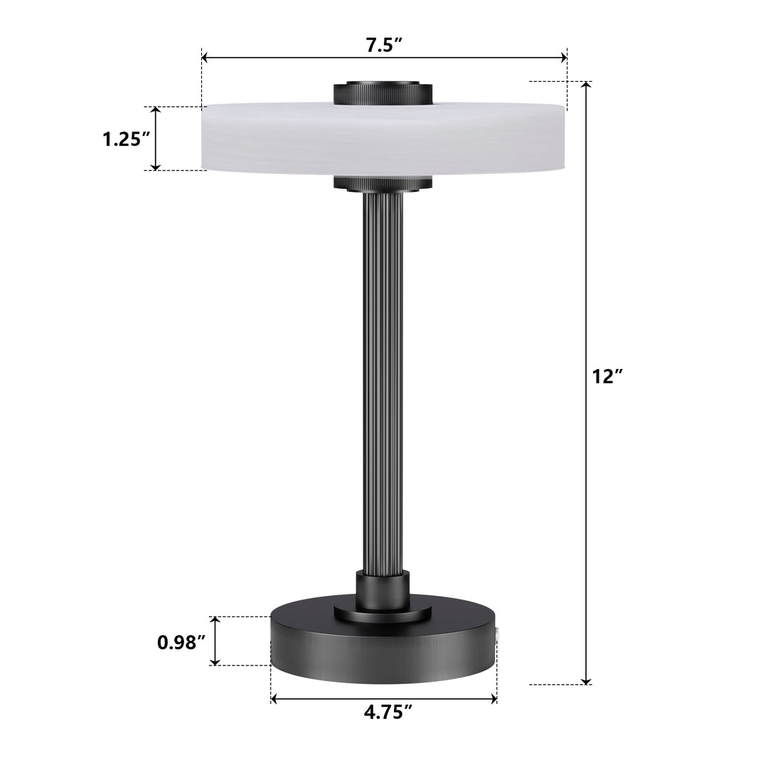 Vista 12" Rechargeable Led Table Lamp With Touch Control, 3-Level Dimming, Type-C Charging For Bedroom, Living Room & Desk #T280