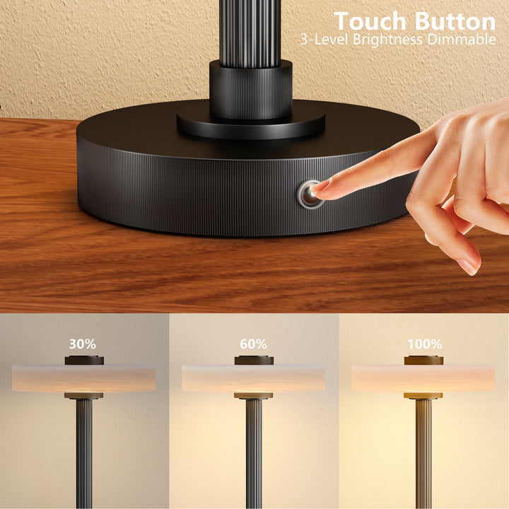 Vista 12" Rechargeable Led Table Lamp With Touch Control, 3-Level Dimming, Type-C Charging For Bedroom, Living Room & Desk #T280