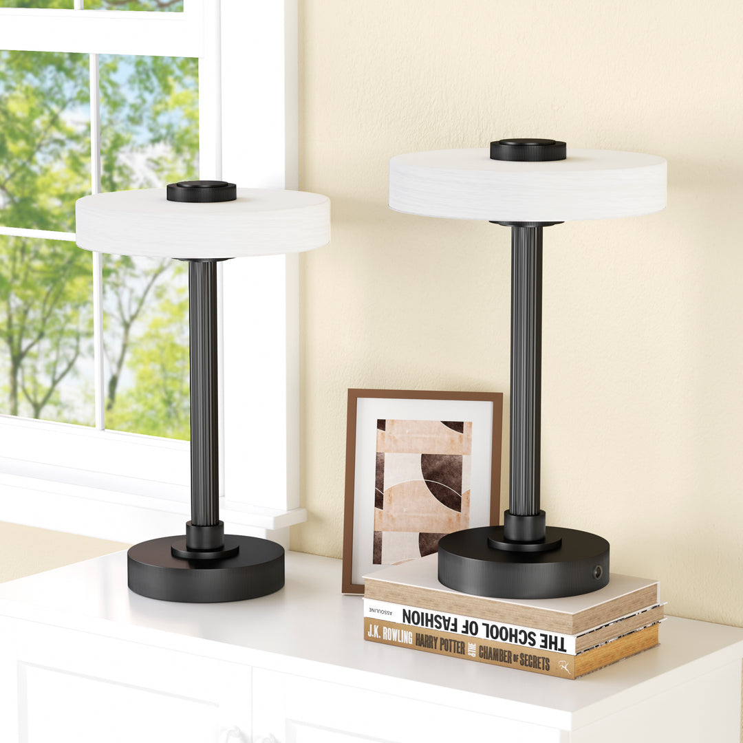 Vista 12" Rechargeable Led Table Lamp With Touch Control, 3-Level Dimming, Type-C Charging For Bedroom, Living Room & Desk #T280