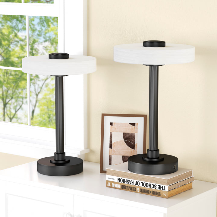 Vista 12" Rechargeable Led Table Lamp With Touch Control, 3-Level Dimming, Type-C Charging For Bedroom, Living Room & Desk #T280