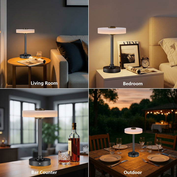 Vista 12" Rechargeable Led Table Lamp With Touch Control, 3-Level Dimming, Type-C Charging For Bedroom, Living Room & Desk #T280
