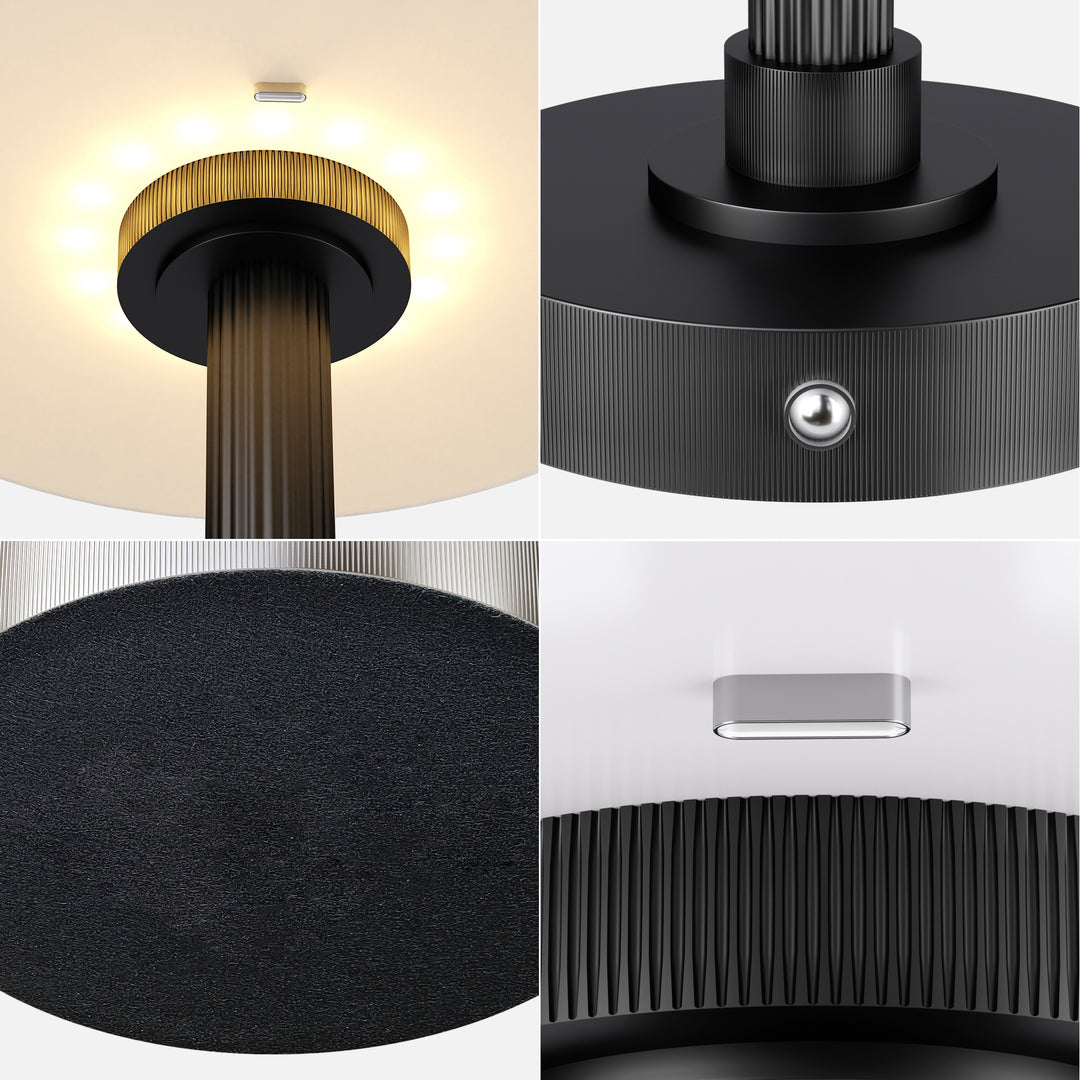 Vista 12" Rechargeable Led Table Lamp With Touch Control, 3-Level Dimming, Type-C Charging For Bedroom, Living Room & Desk #T280