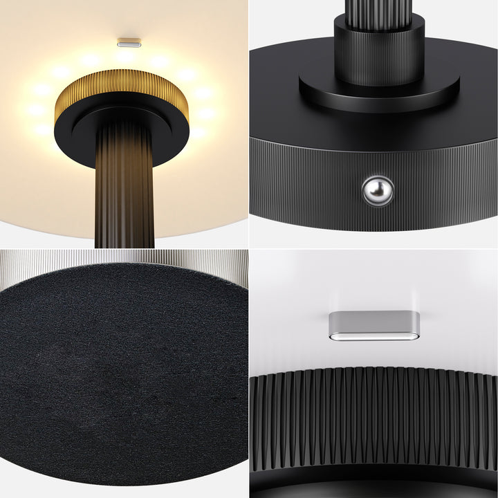 Vista 12" Rechargeable Led Table Lamp With Touch Control, 3-Level Dimming, Type-C Charging For Bedroom, Living Room & Desk #T280