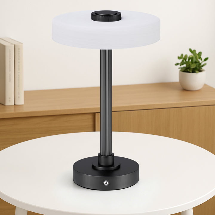 Vista 12" Rechargeable Led Table Lamp With Touch Control, 3-Level Dimming, Type-C Charging For Bedroom, Living Room & Desk #T280
