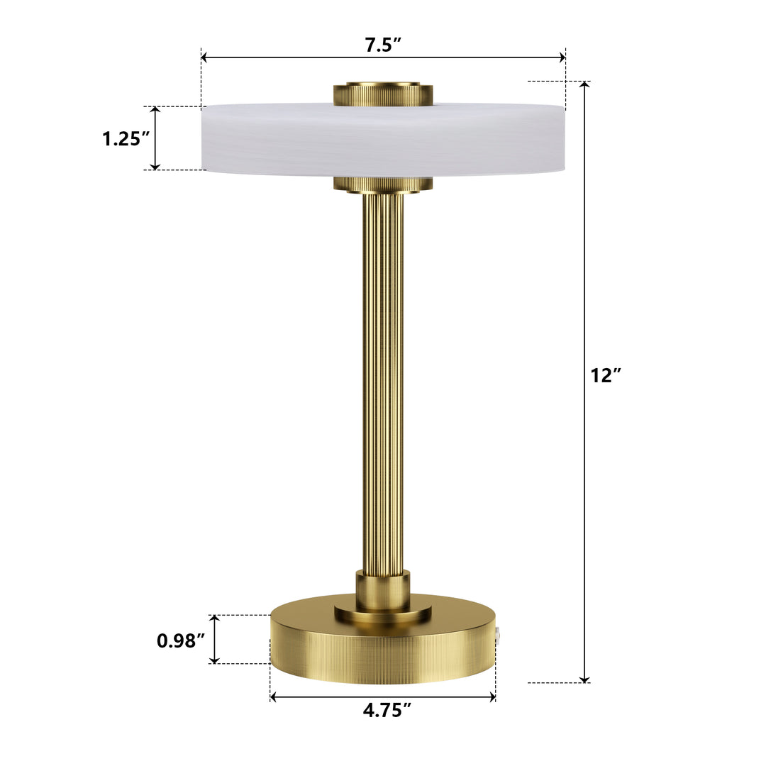 Vista 12" Rechargeable Led Table Lamp With Touch Control, 3-Level Dimming, Type-C Charging For Bedroom, Living Room & Desk #T280